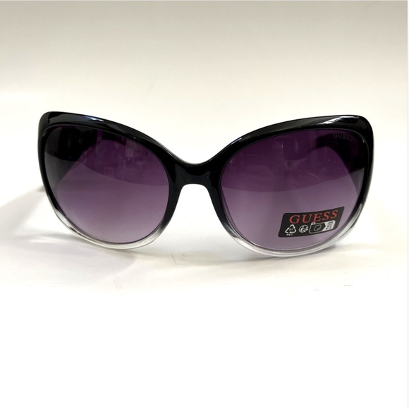 New GUESS Oversized Sunglasses GUF200 Acetate Gradient Black Clear Transparent main image 4